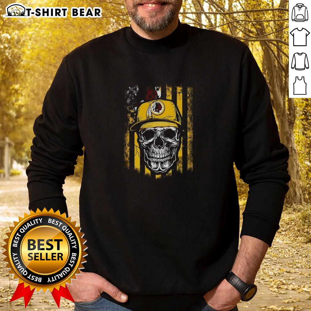 Hot Washington Redskins NFL skull sweatshirt featuring American flag design for football lovers.