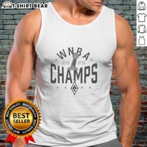 Alt Text: Las Vegas Aces 2025 WNBA Champs logo tank top showcasing team pride and championship trophy design.