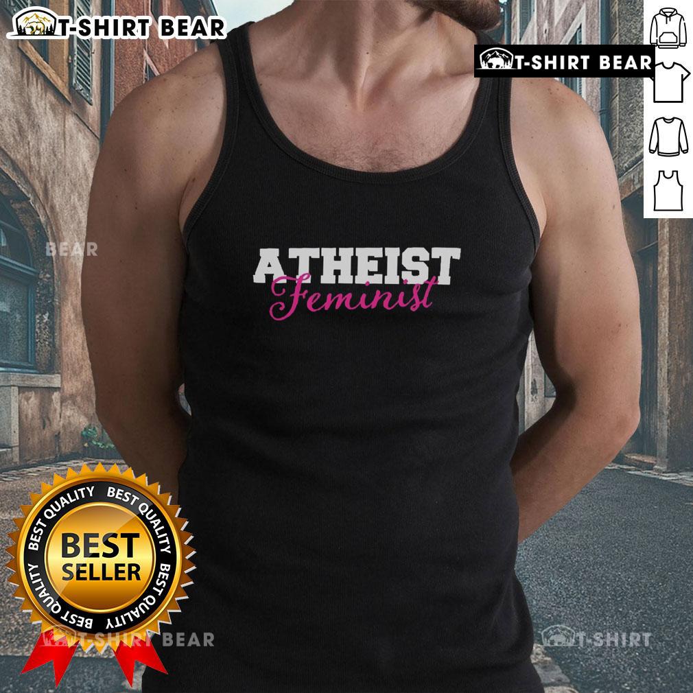Alt Text: Stylish Nice Atheist Feminist Tank Top with bold text design, perfect for expressing beliefs and promoting equality.