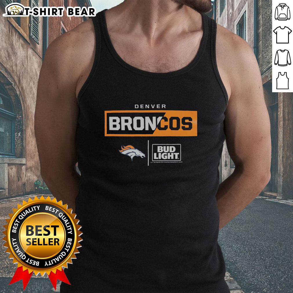 Nice Bud Light Denver Broncos team tank top featuring vibrant team colors and logo, perfect for game day wear.