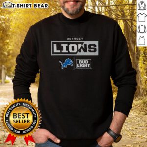 Stylish Bud Light Detroit Lions team sweatshirt featuring vibrant colors and logo, perfect for fans and game day wear.
