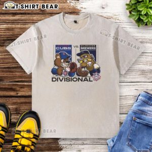 Alt Text: 2025 Chicago Cubs vs Milwaukee Brewers Divisional Series mascot t-shirt, featuring vibrant graphics and team logos.