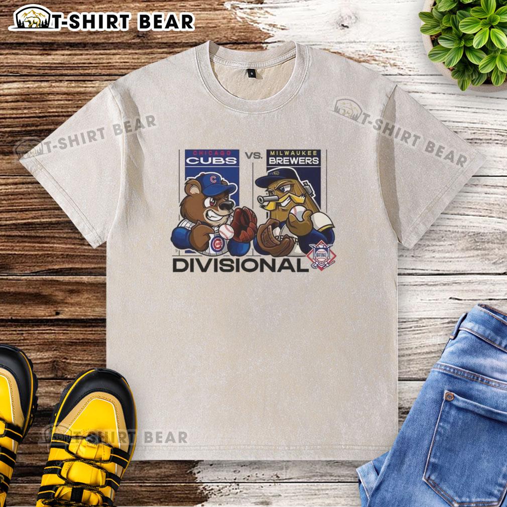 Alt Text: 2025 Chicago Cubs vs Milwaukee Brewers Divisional Series mascot t-shirt, featuring vibrant graphics and team logos.