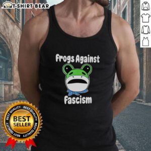 Nice Frogs Against Fascism meme tank top featuring colorful frog graphics promoting anti-fascism activism.