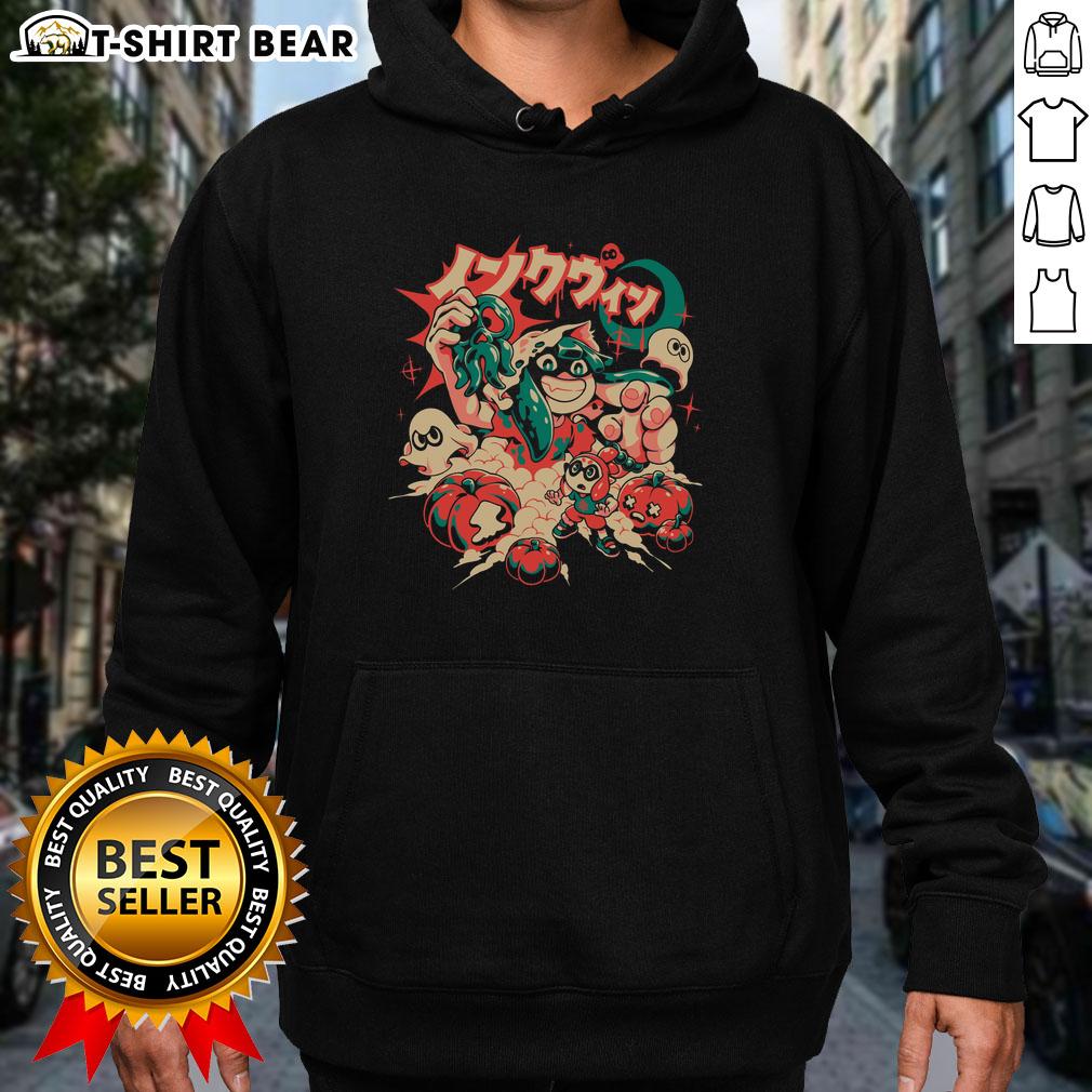 Spooky Squid Ink Halloween anime ghost pumpkin hoodie for gamers, featuring vibrant designs perfect for InkWeen celebrations.