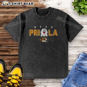 Nice Missouri Tigers Football Beau Pribula Boo Ghost Halloween washed t-shirt featuring a festive design for fans.