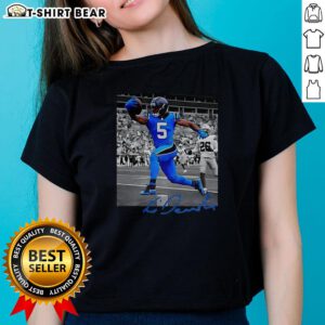 Alt Text: Nice Rico Dowdle Carolina Panthers NFL Week 6 signature ladies tee featuring team colors and stylish design.