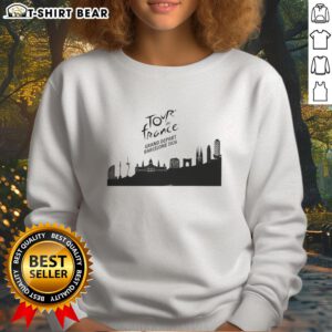 Stylish Nice Tour de France Grand Depart Barcelona 2026 skyline sweatshirt featuring iconic cityscape design.