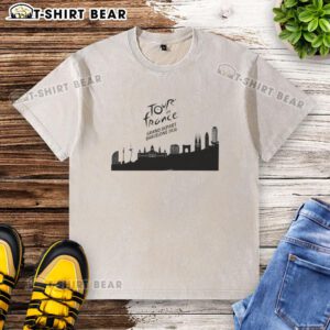 Nice Tour de France Grand Dpart Barcelona 2026 skyline washed t-shirt showcasing vibrant cityscape design.