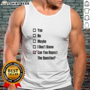 Funny tank top featuring 'Yes, No, Maybe, I Don't Know' checkbox design, perfect for casual wear and humor lovers.