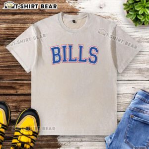Official Bills Football Team Varsity Washed T-Shirt featuring team logo, perfect for fans and casual wear.