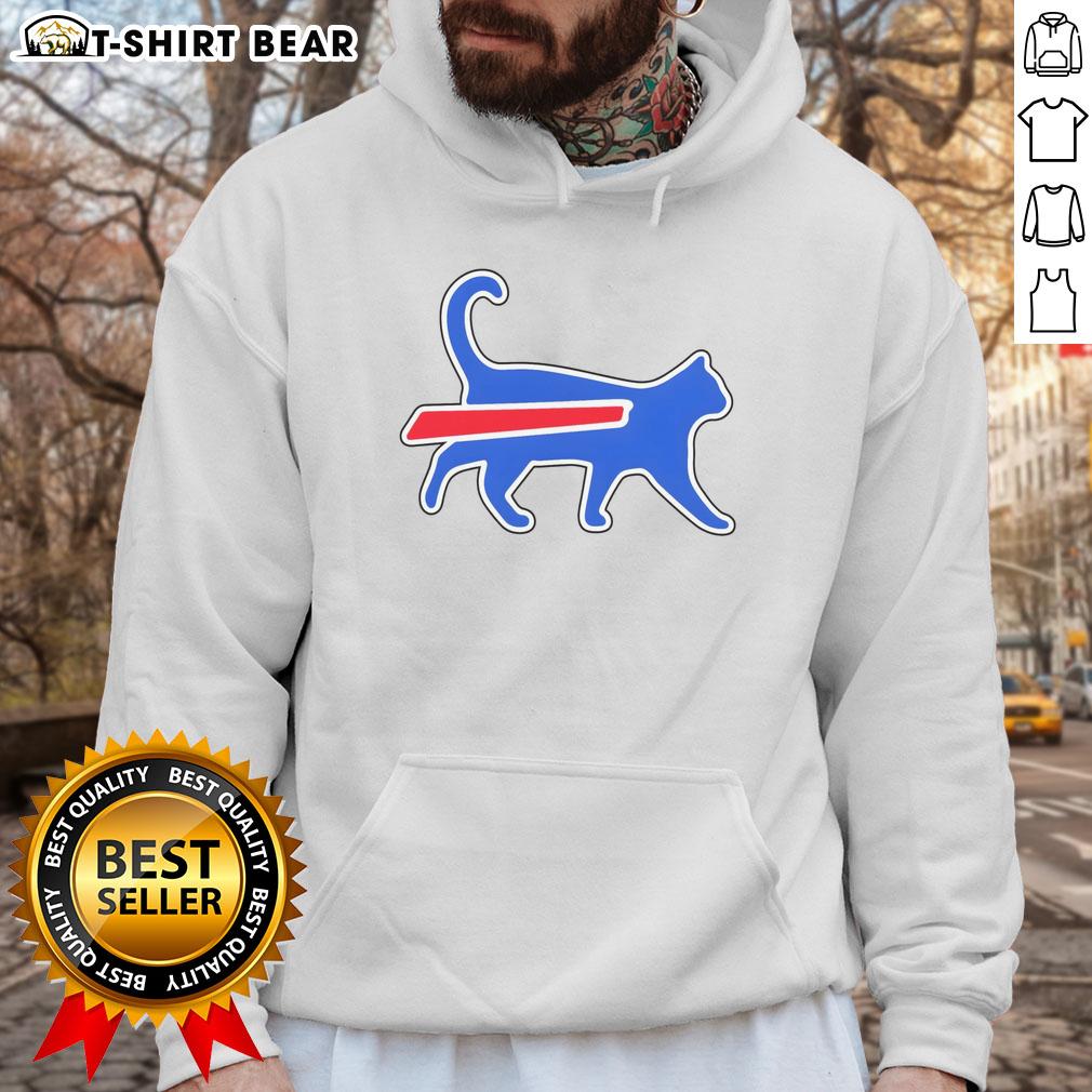Funny Cat Bills meme hoodie featuring a playful cat and football themes, perfect for fans of the Buffalo Bills.