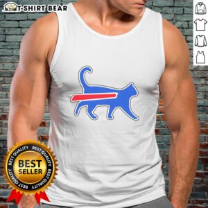 Funny Cat Bills meme tank top featuring a playful cat in football gear, perfect for Buffalo Bills fans and meme lovers.