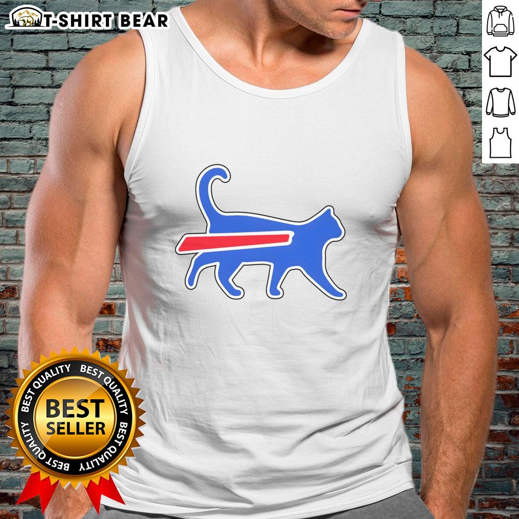 Funny Cat Bills meme tank top featuring a playful cat in football gear, perfect for Buffalo Bills fans and meme lovers.