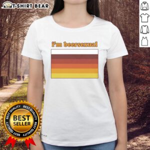Official Im Beersexual Flag Ladies Tee featuring vibrant colors and unique design for beer lovers. Perfect casual wear!