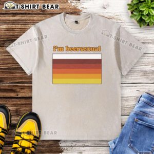 Official Im Beersexual Flag Washed T-Shirt featuring vibrant colors and a stylish design perfect for beer lovers.