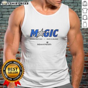 Official Magic Opening Night 2025 Miami vs Orlando tank top showcasing team colors and logo for fans.
