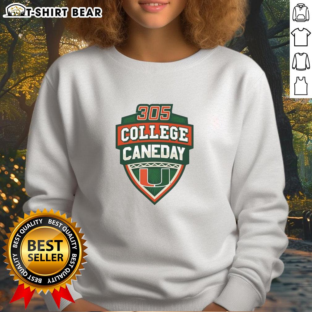 Alt Text: Official Miami Hurricanes Football 305 College Caneday Sweatshirt featuring vibrant team colors and logo.