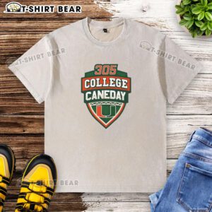 Alt Text: Official Miami Hurricanes Football 305 College Caneday Washed T-Shirt for fans of Miami Hurricanes sports apparel.