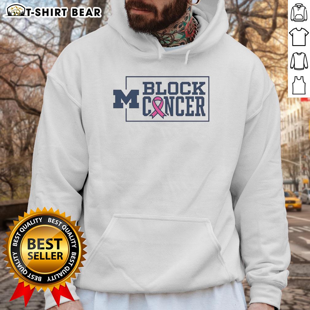 Official Michigan Wolverines Block Cancer Pink Ribbon Hoodie featuring vibrant colors and a supportive design.