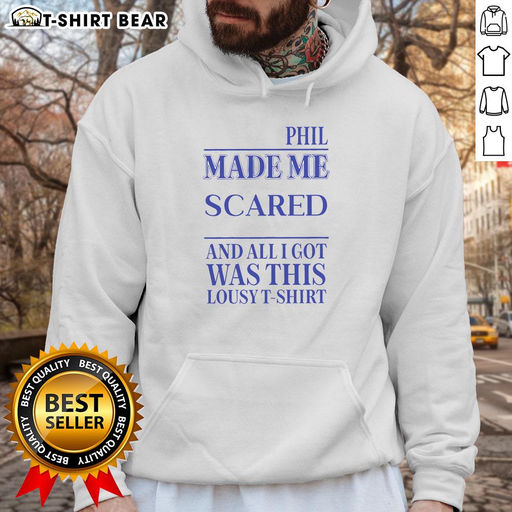 Official Phil Made Me Gay hoodie featuring bold text design, perfect for LGBTQ+ pride and humor.