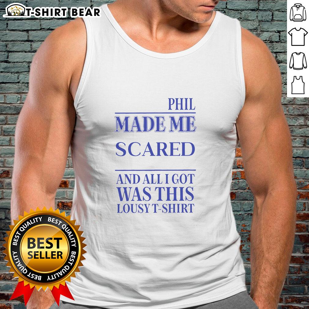 Official Phil Made Me Gay tank top featuring bold text design, perfect for pride events and LGBTQ+ fashion statements.
