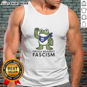 Official Portland Frog Against Fascism 86-47 Tank Top featuring a vibrant frog graphic and bold anti-fascism message.