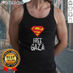 Official Superman Free Gaza tank top featuring a bold graphic design and a comfortable fit for fans and activists.