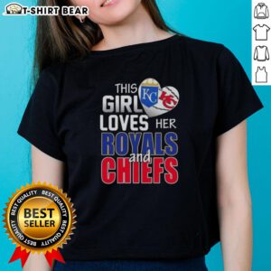 Official This Girl Loves Her Missouri Sports Royals and Chiefs Ladies Tee featuring vibrant team logos and a stylish design.