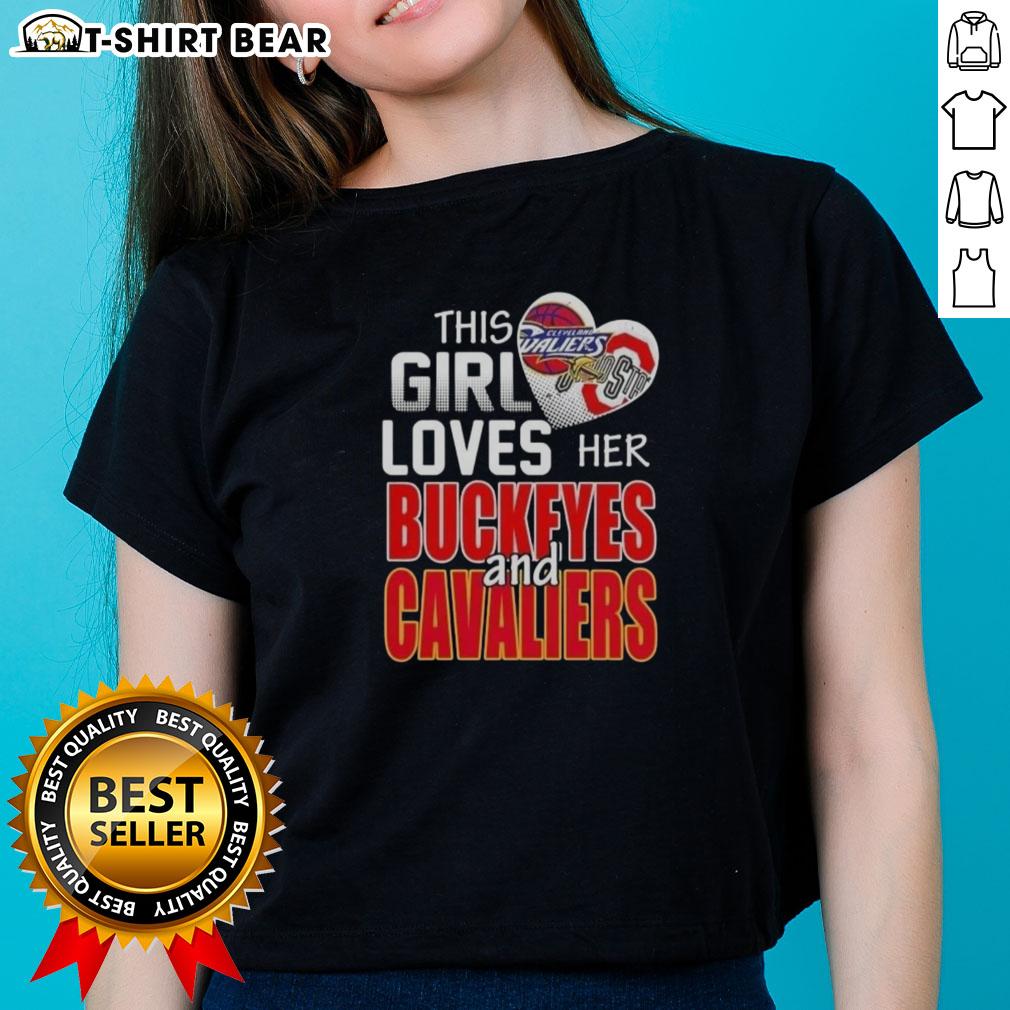 Official This Girl Loves Her Ohio Sports tee featuring Buckeyes and Cavaliers design for ladies.