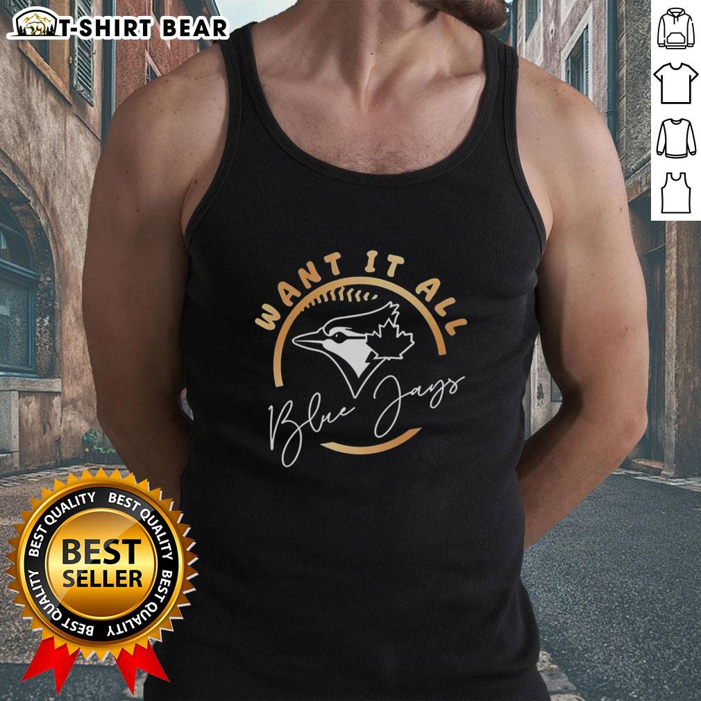 Official Toronto Blue Jays 2025 ALCS Want It All tank top featuring team colors and logo, perfect for fans.