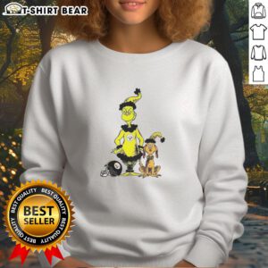 Original Grinch and Max sweatshirt for Pittsburgh Steelers fans, perfect for Christmas football festivities.