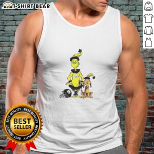 Original Grinch and Max X Pittsburgh Steelers Football Christmas Tank Top featuring festive design and team spirit.