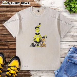 Original Grinch and Max X Pittsburgh Steelers Football Christmas washed t-shirt featuring festive design for holiday fans.