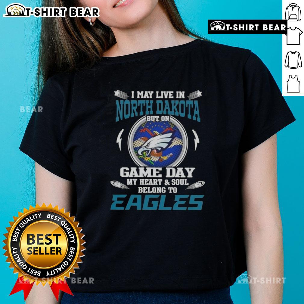 Philadelphia Eagles ladies tee showing team spirit for game day, perfect for fans living in North Dakota.