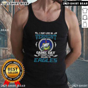 Alt Text: Vermont resident wearing a Philadelphia Eagles tank top, showcasing team spirit on game day.