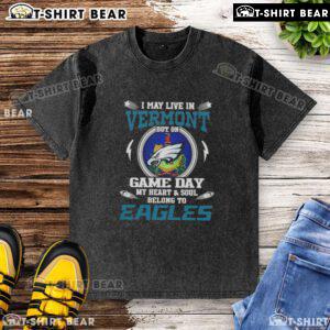Philadelphia Eagles washed t-shirt showing pride for the team, perfect for game day in Vermont.