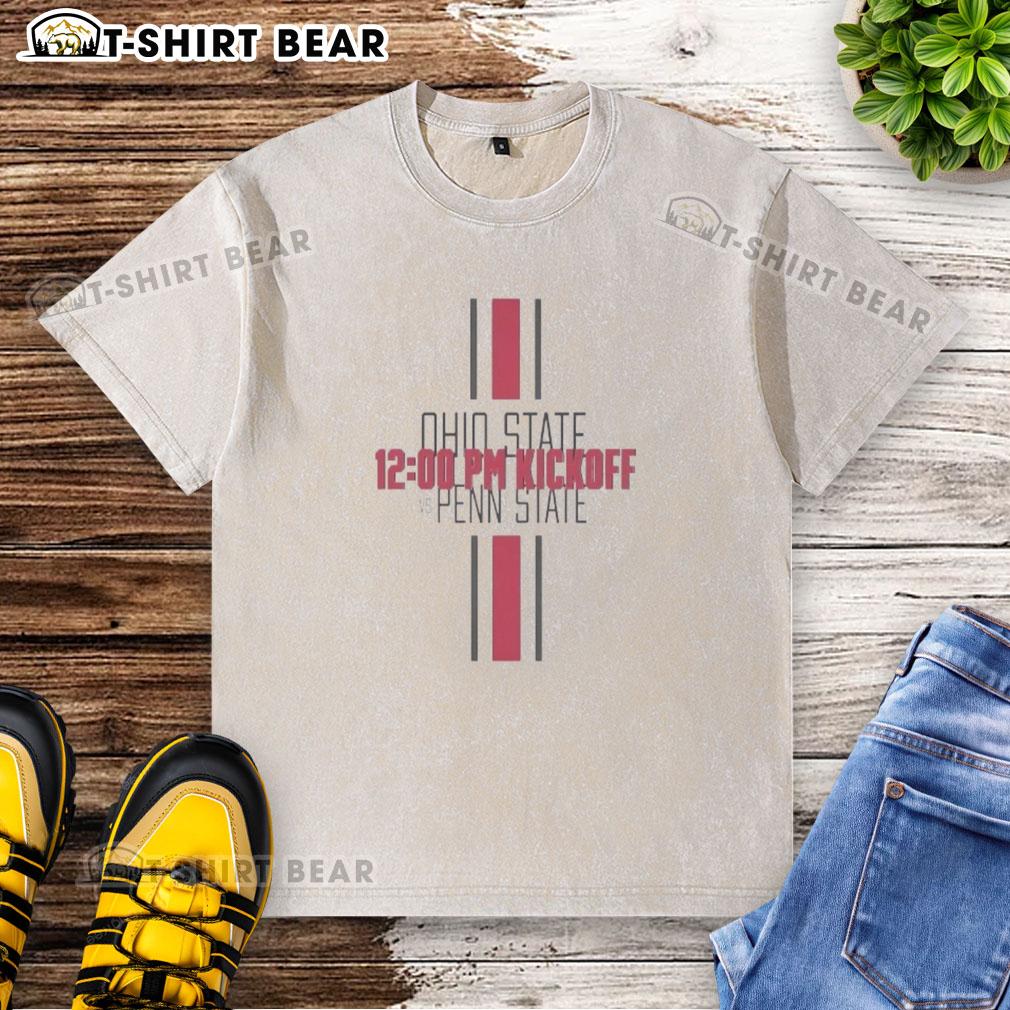 2025 Ohio State Buckeyes vs Penn State Nittany Lions kickoff washed t-shirt showcasing team logos and game day spirit.