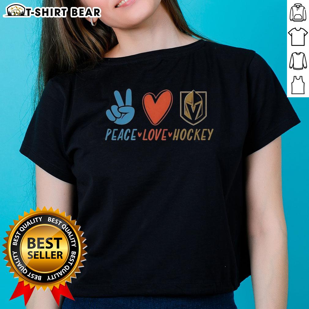 Original Peace Love Hockey Lover Ladies Tee featuring a stylish design for passionate female hockey fans.