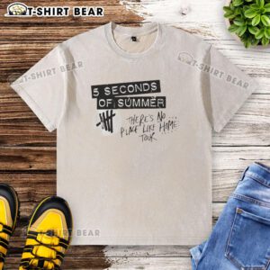 Original Seconds of Summer There's No Place Like Home Tour logo on a washed t-shirt, perfect for summer fans.