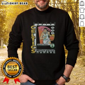 Premium Boston Celtics trading card sweatshirt featuring Jayson Tatum, perfect for fans and collectors.