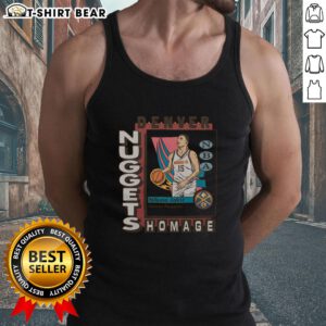 Alt Text: Premium Denver Nuggets trading card featuring Nikola Jokic on a stylish tank top, perfect for basketball fans.