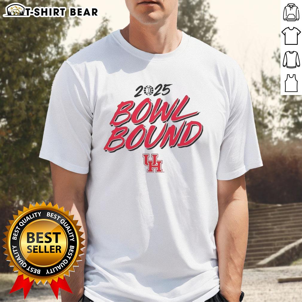 Premium Houston Cougars Willie Fritz Bowl Bound 2025 T-Shirt featuring vibrant team colors and logo, perfect for fans.