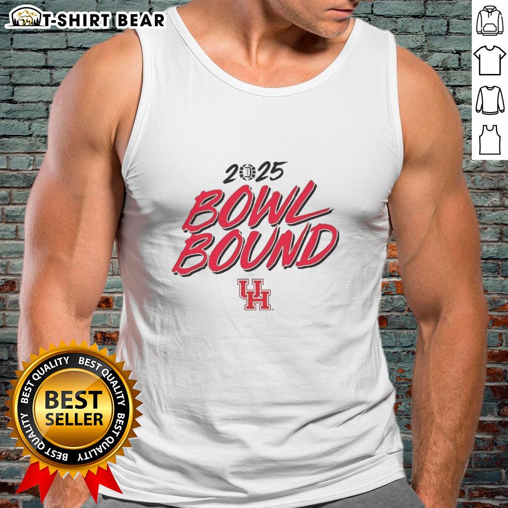 Premium Houston Cougars Willie Fritz Bowl Bound 2025 tank top featuring vibrant team colors and stylish design.