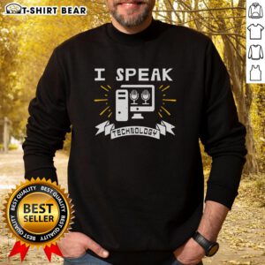 Premium I Speak Technology Sweatshirt in black, featuring a stylish design perfect for tech enthusiasts and casual wear.