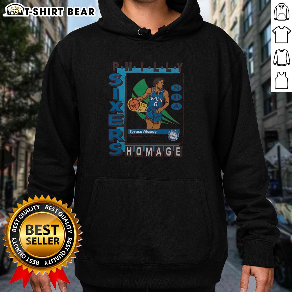 Premium Philadelphia 76ers trading card featuring Tyrese Maxey hoodie design, perfect for fans and collectors.