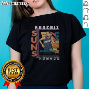 Premium Phoenix Suns trading card featuring Devin Booker on a stylish ladies tee, perfect for fans and collectors.