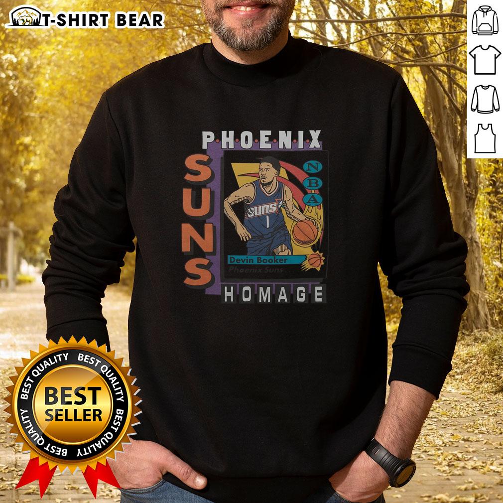 Premium Phoenix Suns trading card sweatshirt featuring Devin Booker, perfect for fans and collectors.