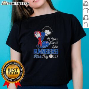 Pretty Betty Boop Texas Rangers women's tee with 'If You Don't Like Texas Rangers, Kiss My Ass' slogan.