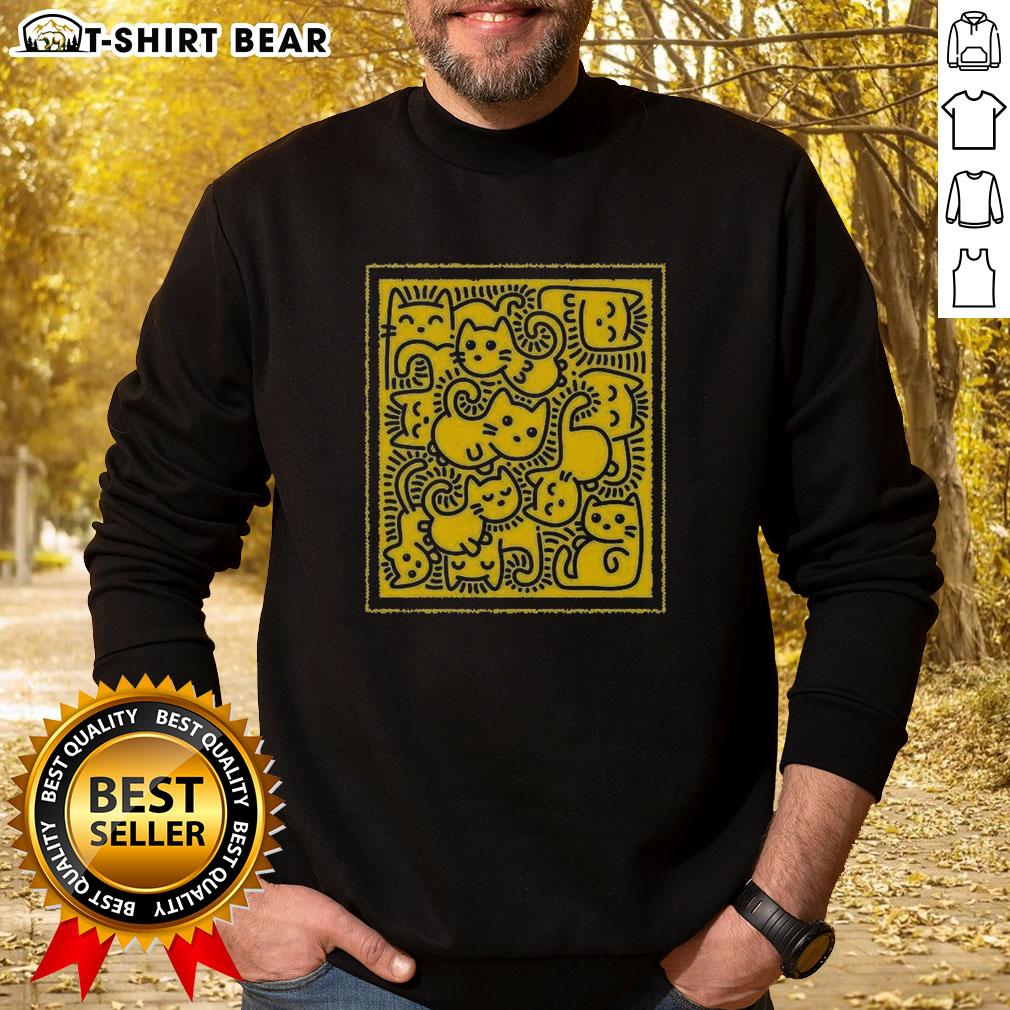 Cozy Pretty Doodle Cats Sweatshirt featuring colorful cat designs, perfect for feline lovers and casual wear.